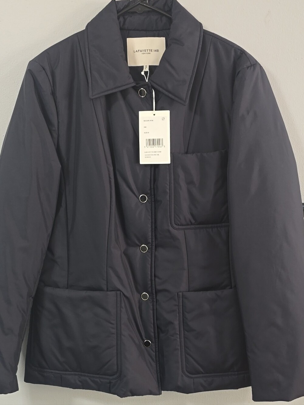 NWT Lafayette 148 New York Lightweight Down Puffer Coat Jacket - Ink Size 10